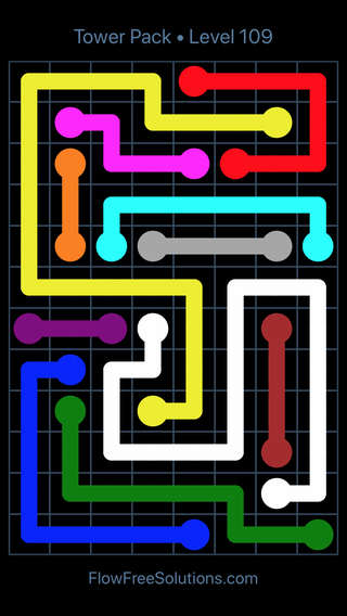 Solution and Answer to the Puzzle for Flow Free Tower Pack Level 109