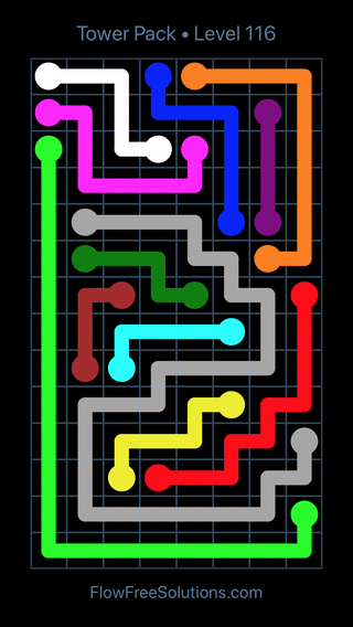 Solution and Answer to the Puzzle for Flow Free Tower Pack Level 116