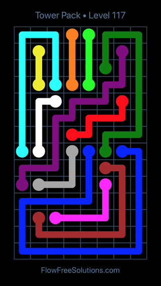 Solution and Answer to the Puzzle for Flow Free Tower Pack Level 117