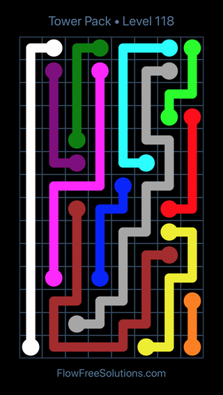 Solution and Answer to the Puzzle for Flow Free Tower Pack Level 118