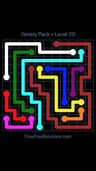 Solution and Answer to the Puzzle for Flow Free Variety Pack Level 20