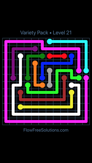 Solution and Answer to the Puzzle for Flow Free Variety Pack Level 21