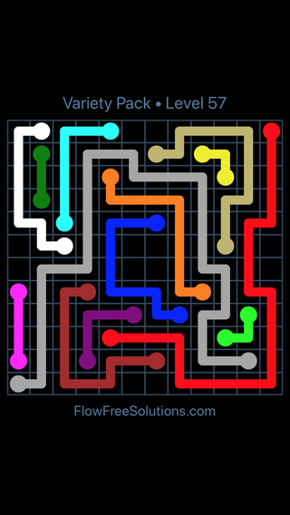 Solution and Answer to the Puzzle for Flow Free Variety Pack Level 57