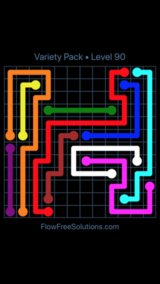 Solution and Answer to the Puzzle for Flow Free Variety Pack Level 90