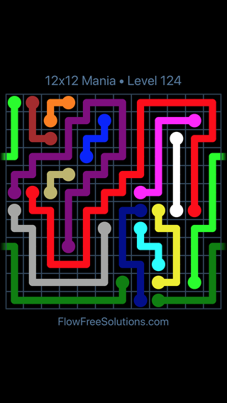 Solution and Answer to the Puzzle for Warps 12x12 Mania Level 124