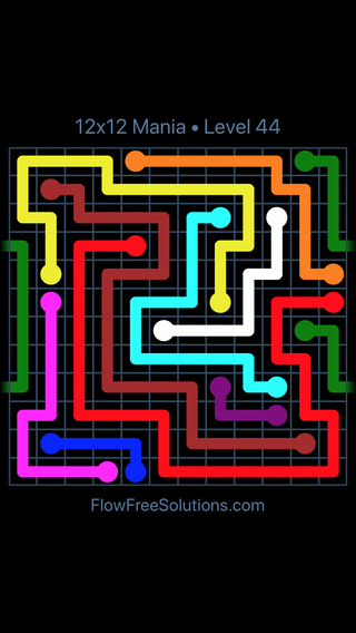 Solution and Answer to the Puzzle for Warps 12x12 Mania Level 44