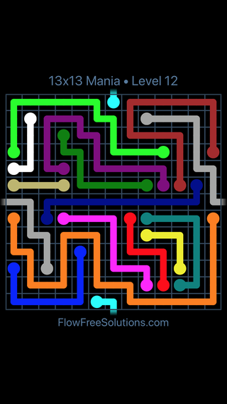 Solution and Answer to the Puzzle for Warps 13x13 Mania Level 12