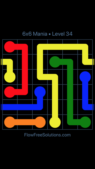 Solution and Answer to the Puzzle for Warps 6x6 Mania Level 34
