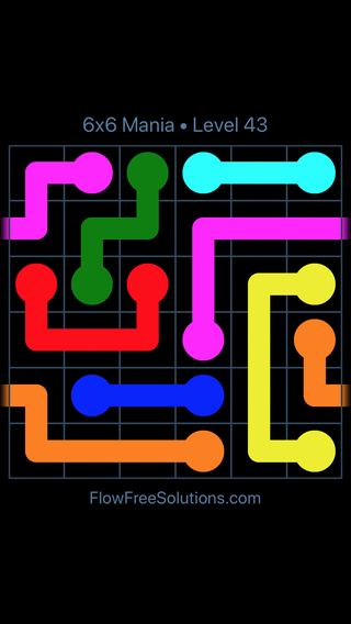 Solution and Answer to the Puzzle for Warps 6x6 Mania Level 43