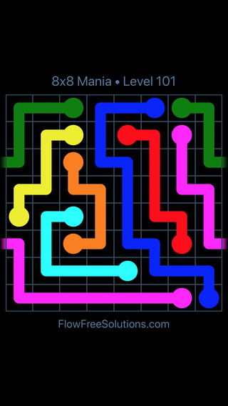 Solution and Answer to the Puzzle for Warps 8x8 Mania Level 101