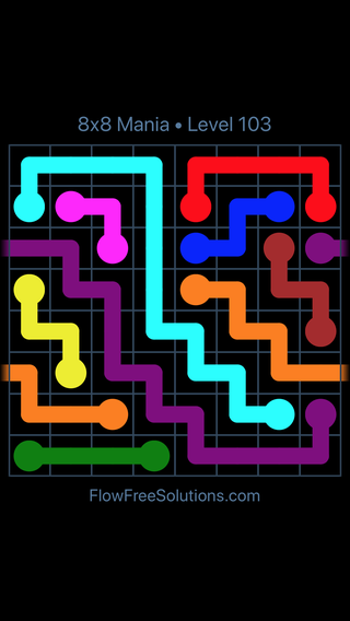 Solution and Answer to the Puzzle for Warps 8x8 Mania Level 103