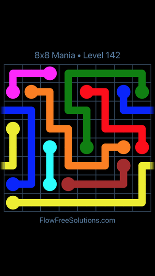 Solution and Answer to the Puzzle for Warps 8x8 Mania Level 142