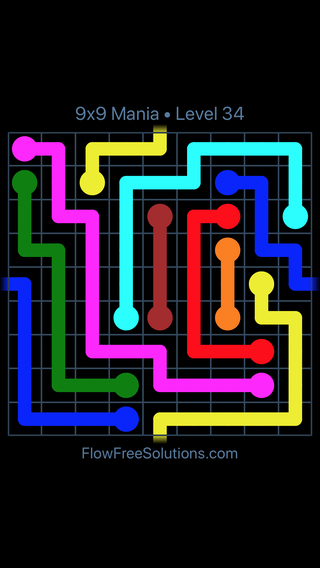 Solution and Answer to the Puzzle for Warps 9x9 Mania Level 34