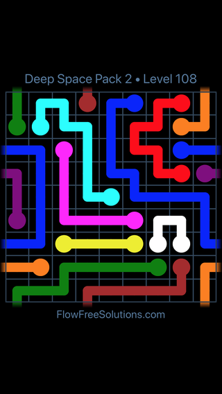 Flow Free: Warps Deep Space Pack 2 Level 108 Puzzle Solution and 