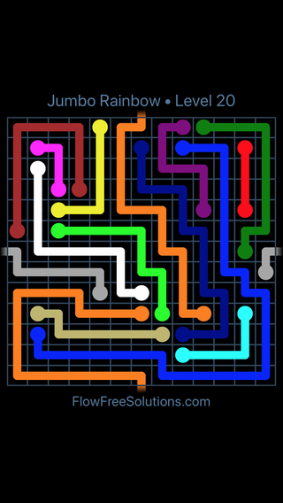 Solution and Answer to the Puzzle for Warps Jumbo Rainbow Level 20